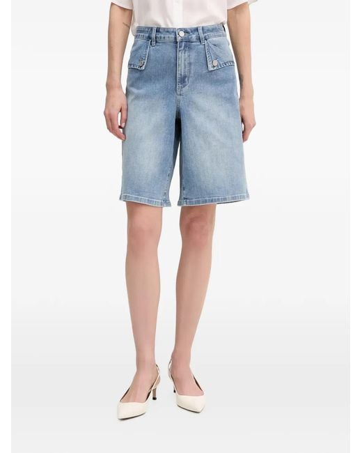 Joseph Ribkoff Blue Button-Detail Denim Shorts