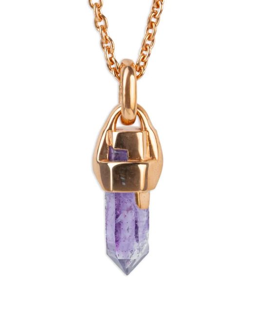 Parts Of 4 Metallic Sterling Talisman Amethyst Necklace