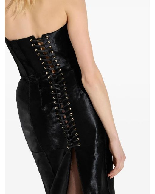 Elisabetta Franchi Black Leather Dress