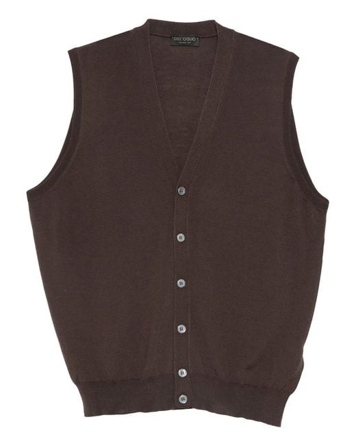Dell'Oglio Brown Button-Fastening Sleeveless Cardigan for men