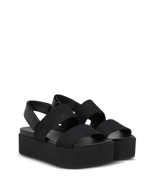 Calvin Klein Black Flatform Touch-Strap Sandals