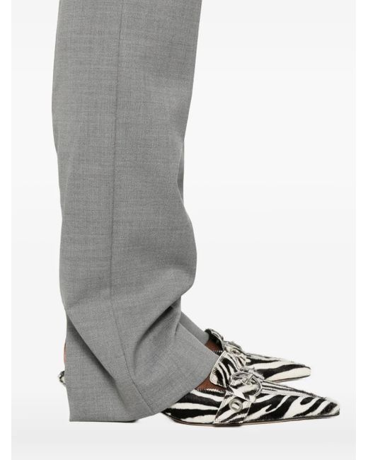 Sportmax Gray Virgin Wool Straight-Leg Trousers