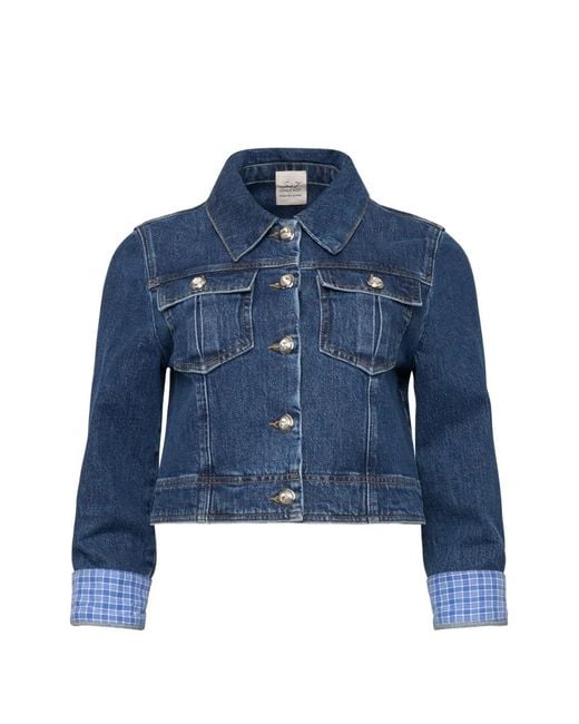Cinq À Sept Blue Lexie Checked-Cuff Denim Jacket
