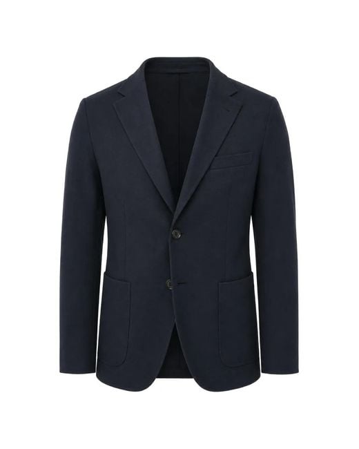 Paolo Pecora Blue Notch-Lapel Long-Sleeve Blazer for men