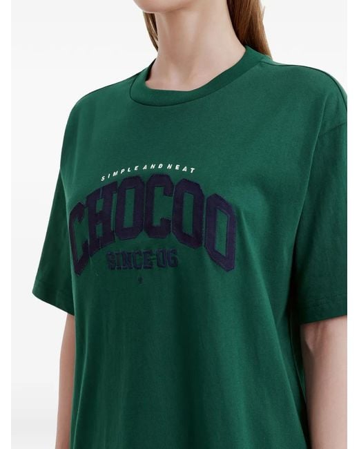 Chocoolate Green Embroidered T-Shirt