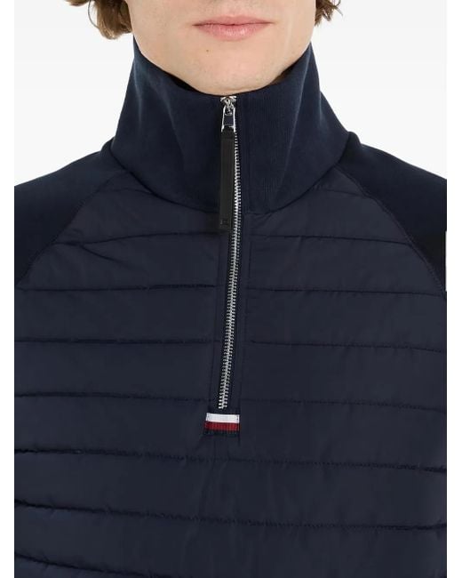 Tommy Hilfiger Blue Quilted Panel Half-Zip Sweatshirt for men