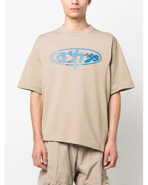 NIKE X OFF-WHITE Graffiti-Print Detail T-Shirt in Natural
