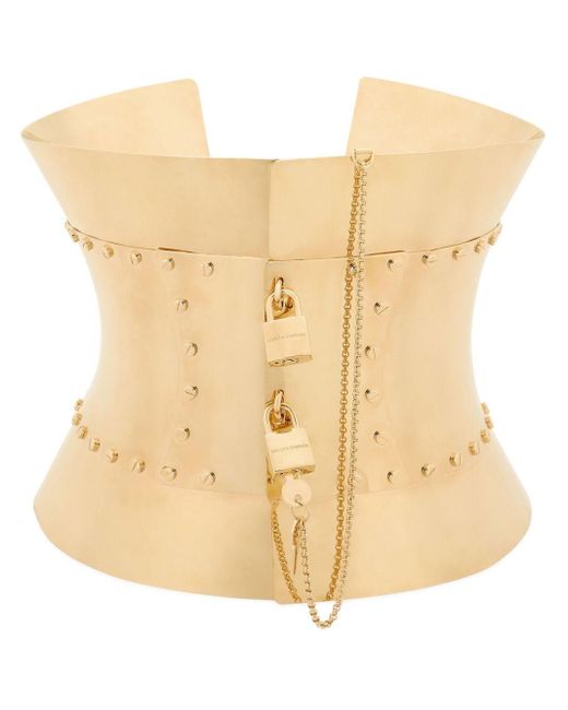 Ceinture-corset à détail de cadenas Dolce & Gabbana en coloris Natural