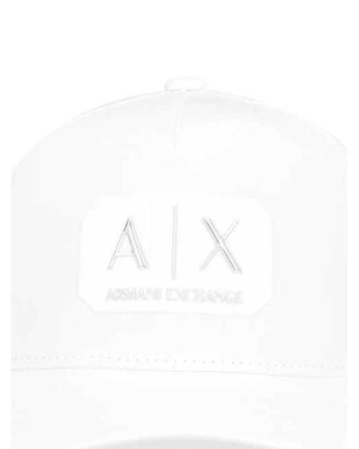 ARMANI EXCHANGE White Logo-Patch Baseball Cap for men
