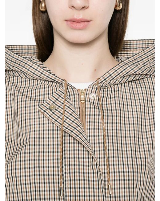 Marella White Check Hooded Jacket