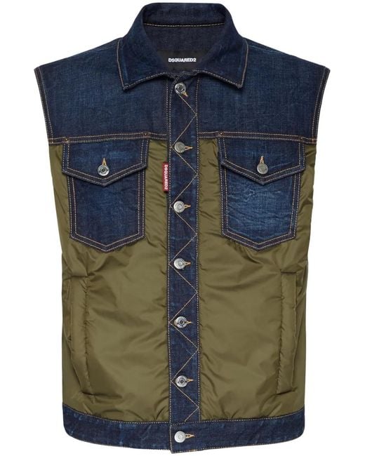 DSquared² Blue Pocketed Denim Vest for men