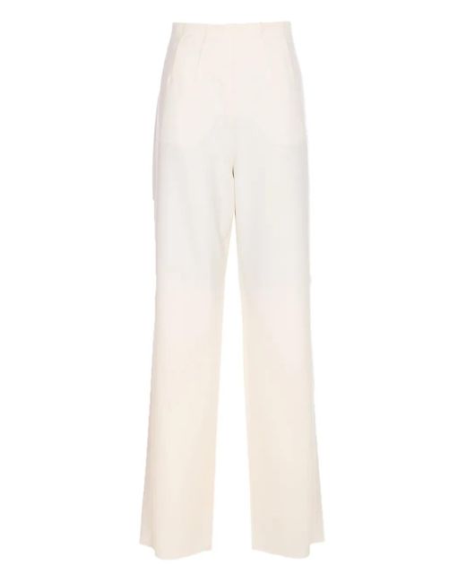 Max Mara White High-Waisted Wool Trousers