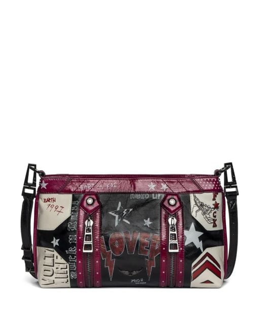 Zadig & Voltaire Purple Sunny Moody Punk Umhängetasche mit Print