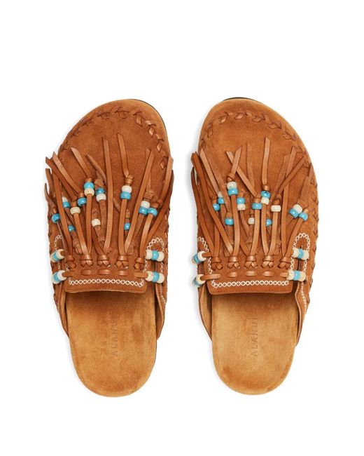 Alanui Brown The Journey Beaded Flat Mules