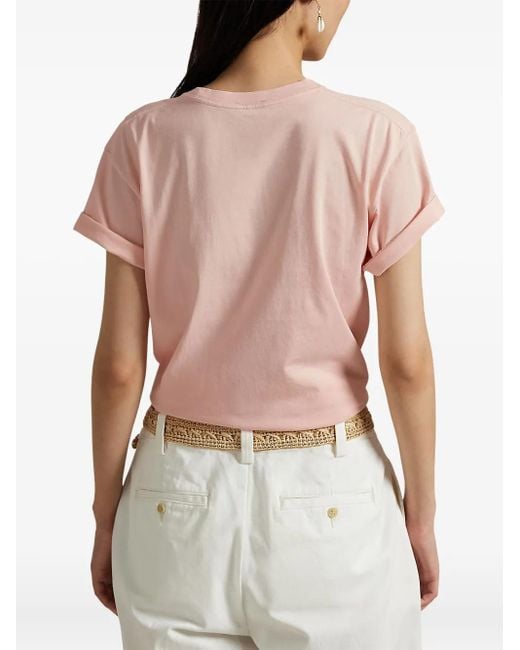 Polo Ralph Lauren T-Shirt Met Logoprint in het Pink