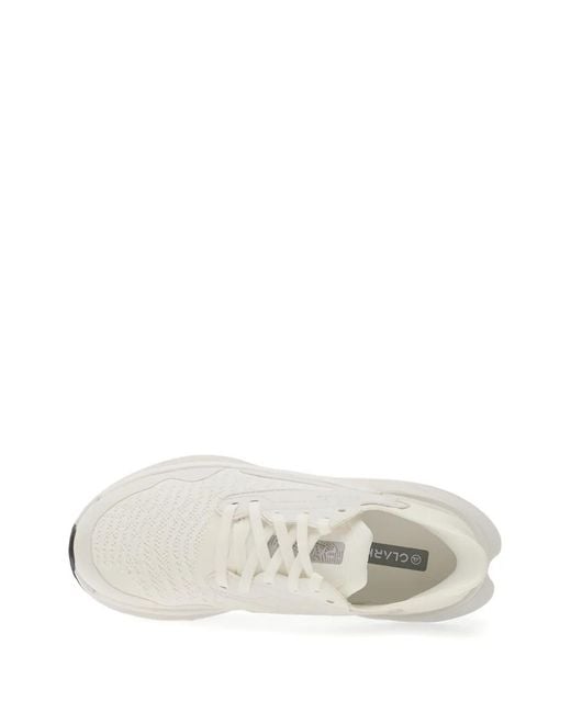 Clarks White Pace Panelled Sneakers