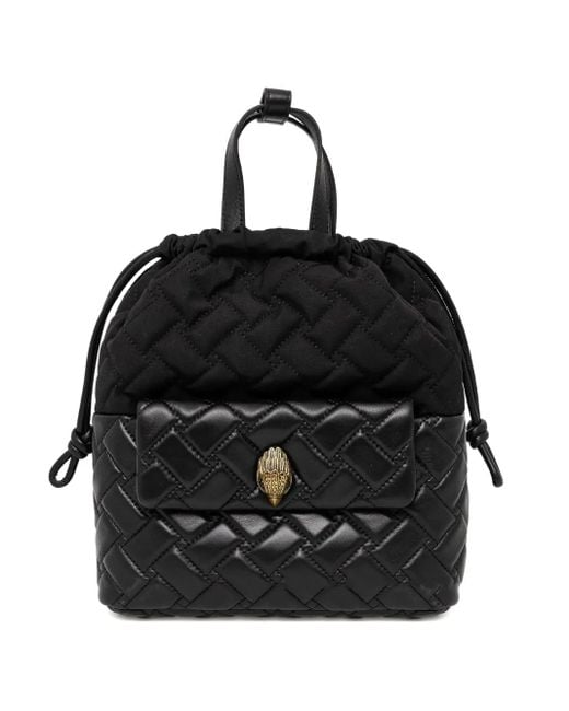 Kurt Geiger Black Quilted Logo-Embellished Backpack