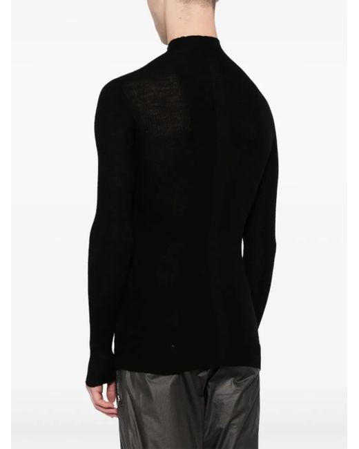 Rick Owens Black Ribbed-Knit Wool Jumper for men