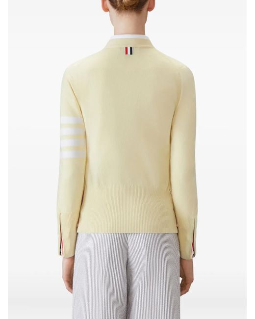 Thom Browne Natural Four-Bar V-Neck Cardigan