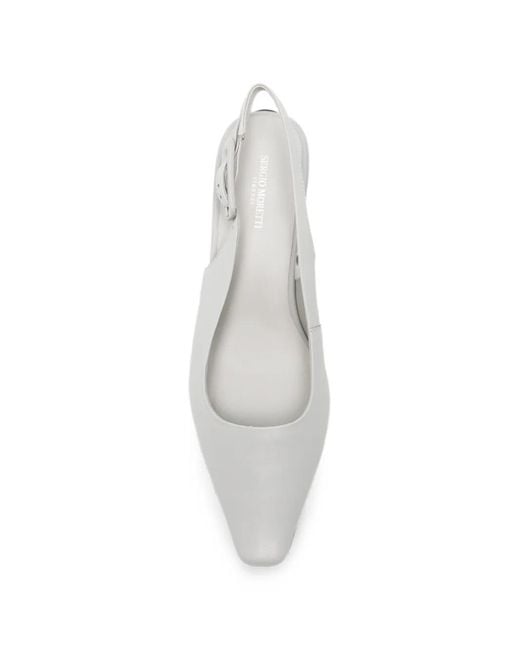 SERGIO MORETTI FIRENZE White Pointed-Toe Slingback Pumps