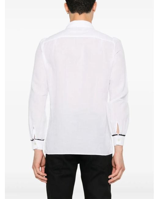 Saint Laurent White Contrasting Lace-Detail Shirt for men