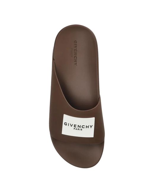 Givenchy Brown Logo-Detail Slides for men