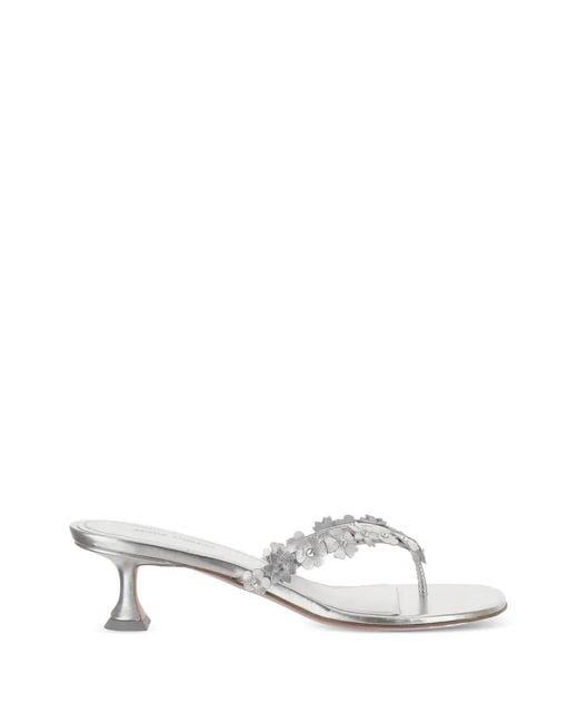 AMINA MUADDI White Janis Flower-Appliqué Sandals