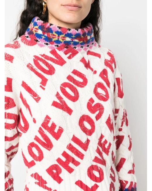 Philosophy Di Lorenzo Serafini Red Wool Logo Sweater
