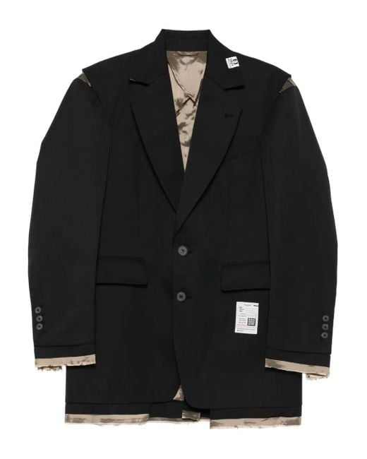 Maison Mihara Yasuhiro Black Frayed-Detail Jacket
