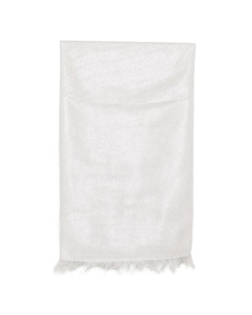 Peserico White Écharpe À Bords Frangés