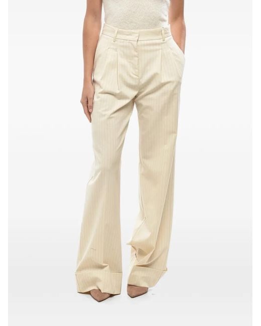 ANDAMANE Natural Nathalie Pinstripe-Pattern Pleated-Detailing Tailored Trousers
