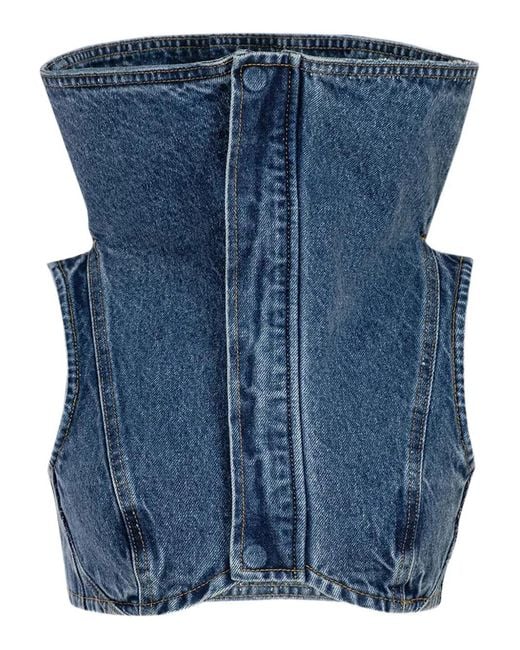 Natasha Zinko Blue Funnel-Neck Top