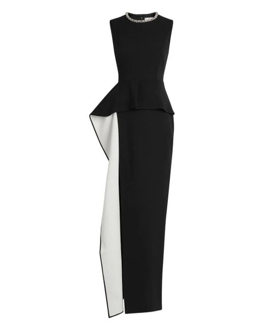 Roland Mouret Black Embellished Waist Drape Gown Maxi Dress