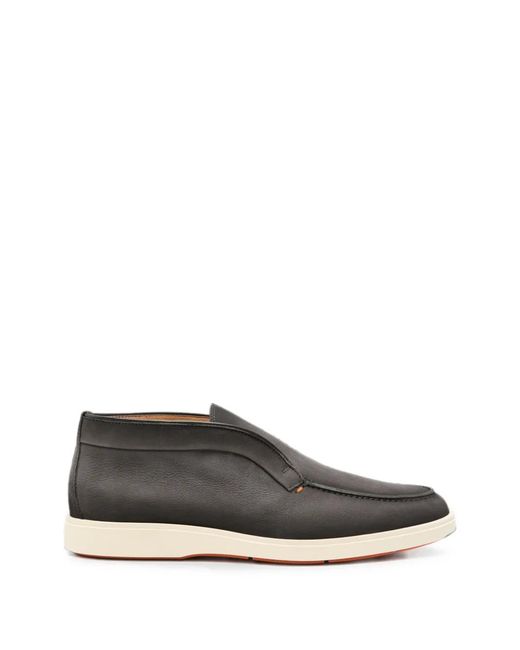 Santoni Gray Slip-On Suede Boots for men