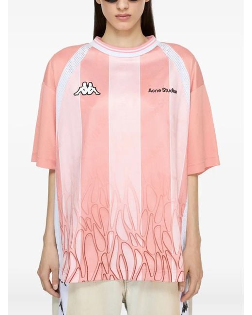 Acne Studios X Kappa Logo T-Shirt in Pink | Lyst
