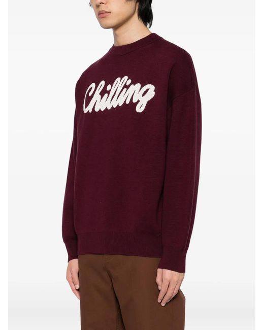 Chocoolate Red Round Neck Jumper for men
