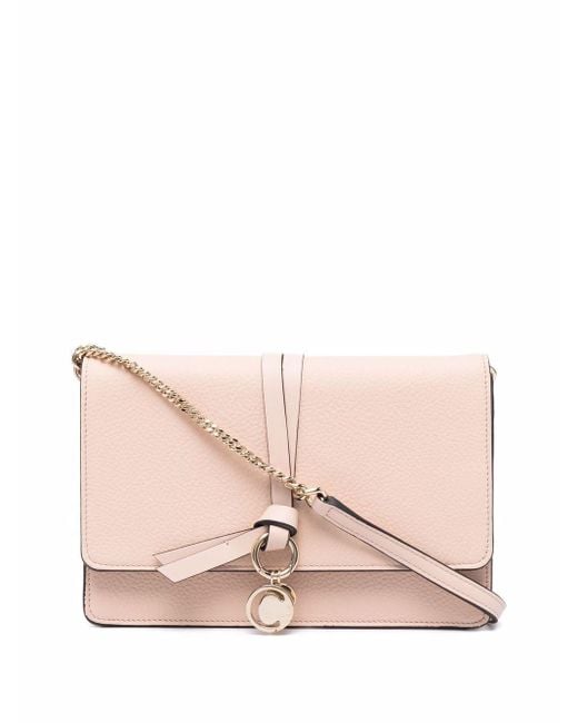 Chloé Leather Alphabet Logo Shoulder Bag in Pink - Lyst