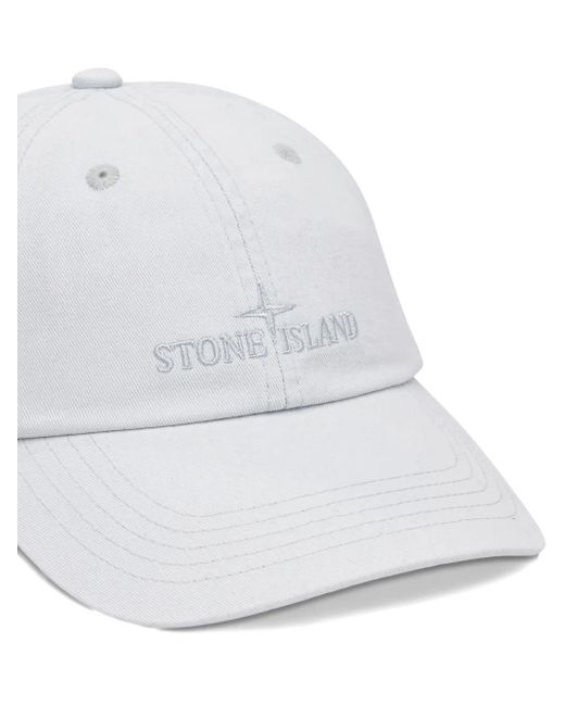 Cappello Da Baseball Con Ricamo di Stone Island in White da Uomo