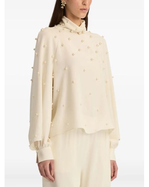 Oscar de la Renta Natural Pearl Cluster Blouse