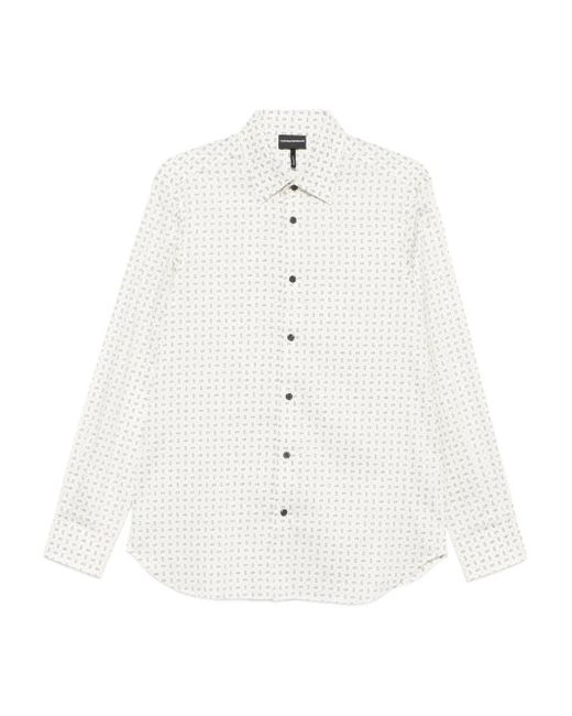 Emporio Armani メンズ ホワイト ロングスリーブ シャツ 【公式通販】