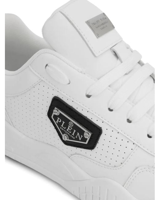 Philipp Plein White Perforated-Detail Sneakers