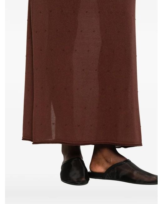 Viktoria Chan Brown Kalida Dot-Texture Maxi Skirt