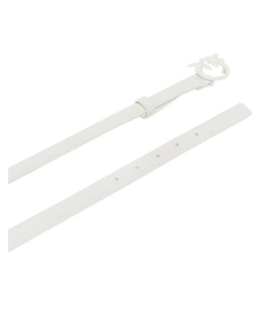 Pinko White Thin Colour-Block Love Birds Leather Belt