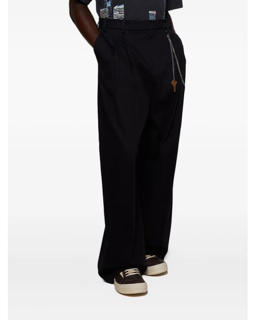 Alexander Wang Blue Pleated-Details Chain-Detail Trousers for men