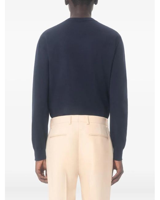 Valentino Garavani Blue Vlogo-Patch Wool Sweater for men