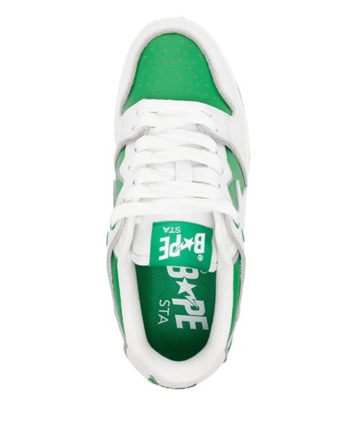 A Bathing Ape Green Star-Embellished Trainers