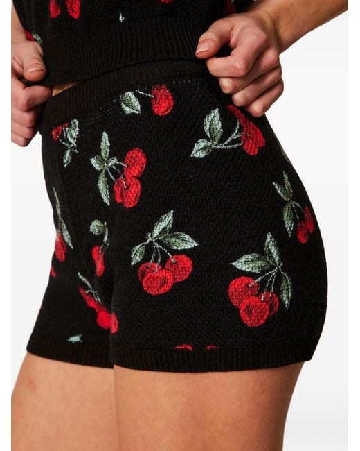 Twinset Black Cherry-Pattern Shorts
