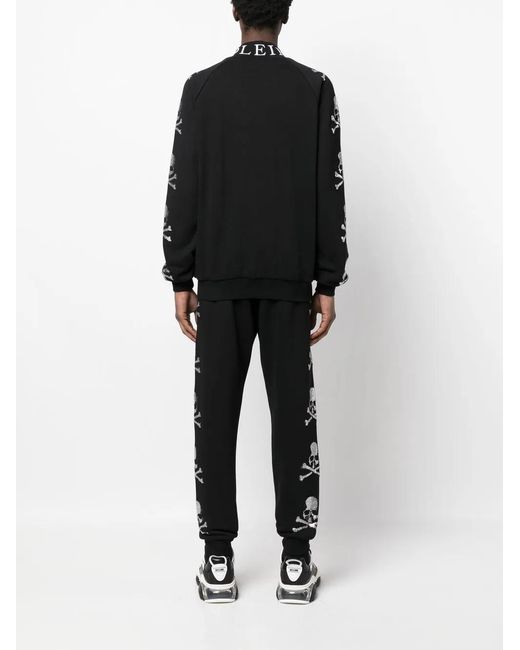 Philipp Plein Black Skull-Motif Track Jacket for men