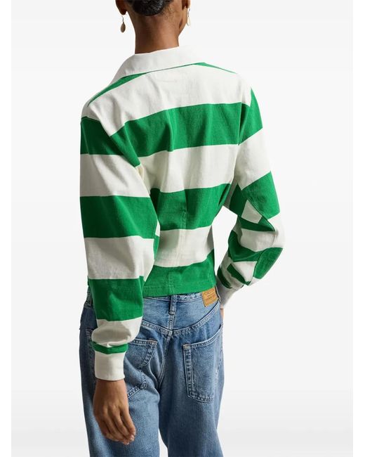 Polo Ralph Lauren Green Striped Patch Pocket Rugby Shirt