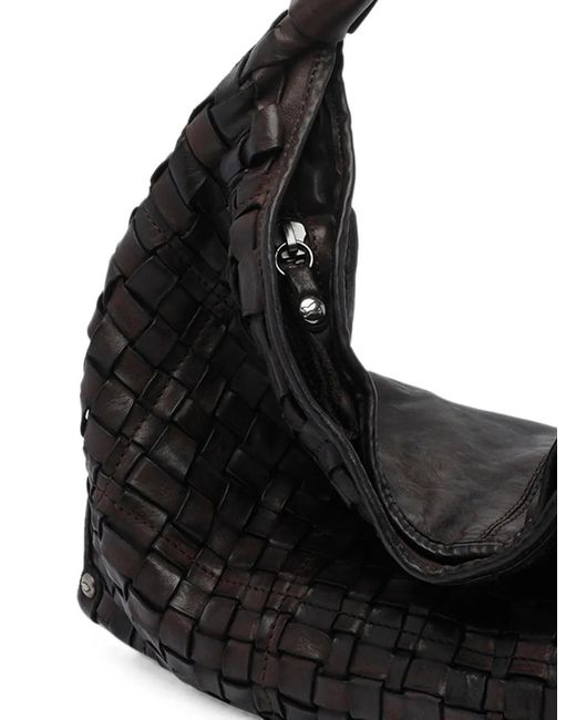 Campomaggi Black Atena Woven Shoulder Bag